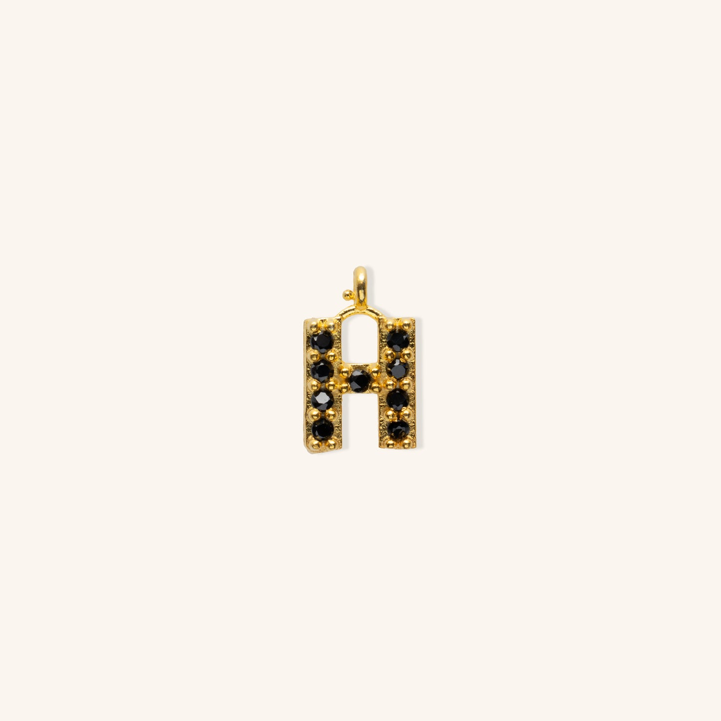 Gold Black Initial Charm - H