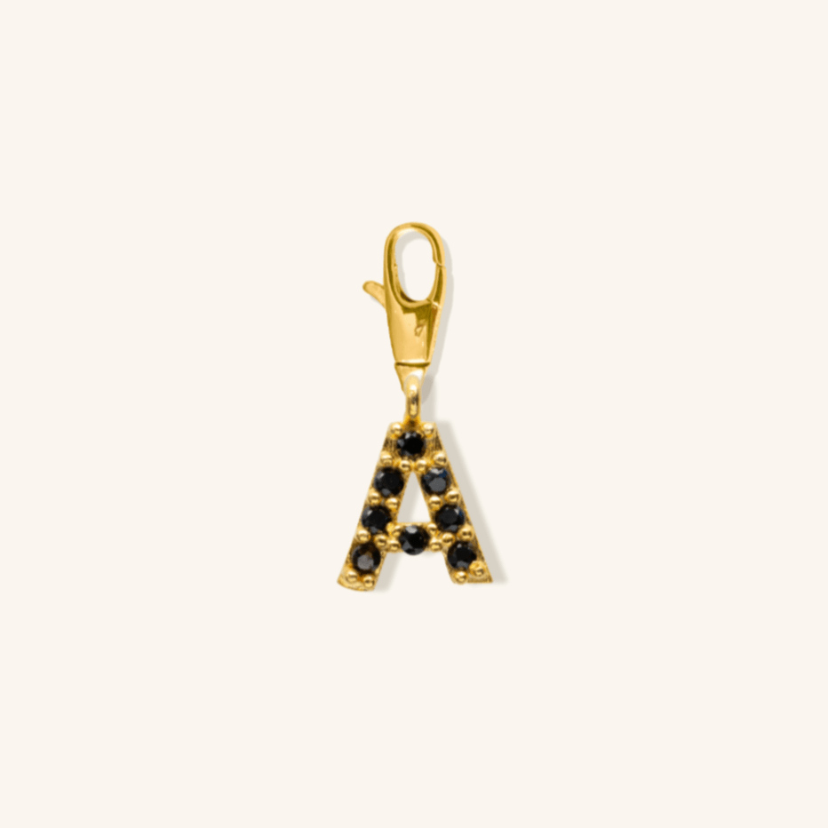 Gold Black Initial Pendant