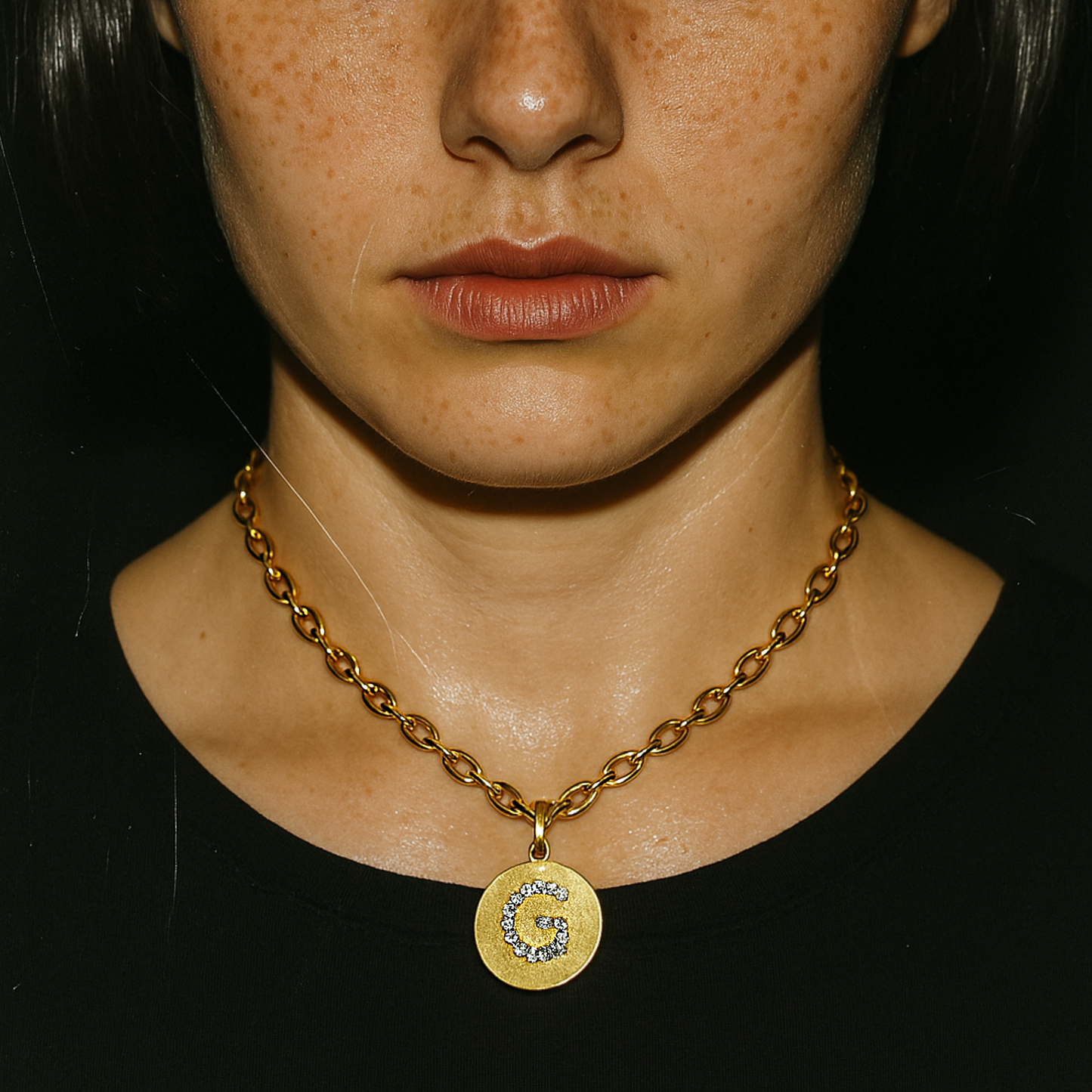Gold Initial Coin Necklace