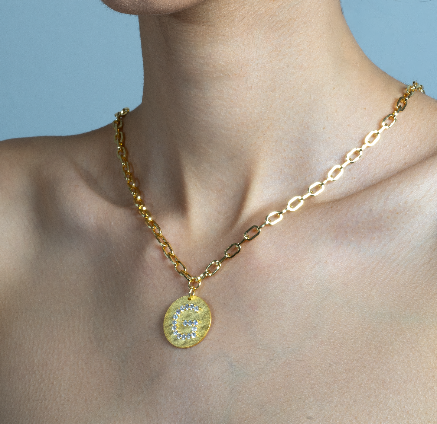 Gold Initial Coin Medallion Pendant Necklace