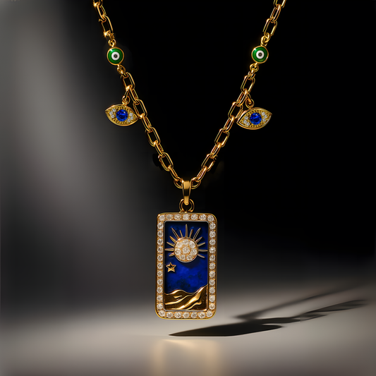 ATHENA evil eye gold necklace