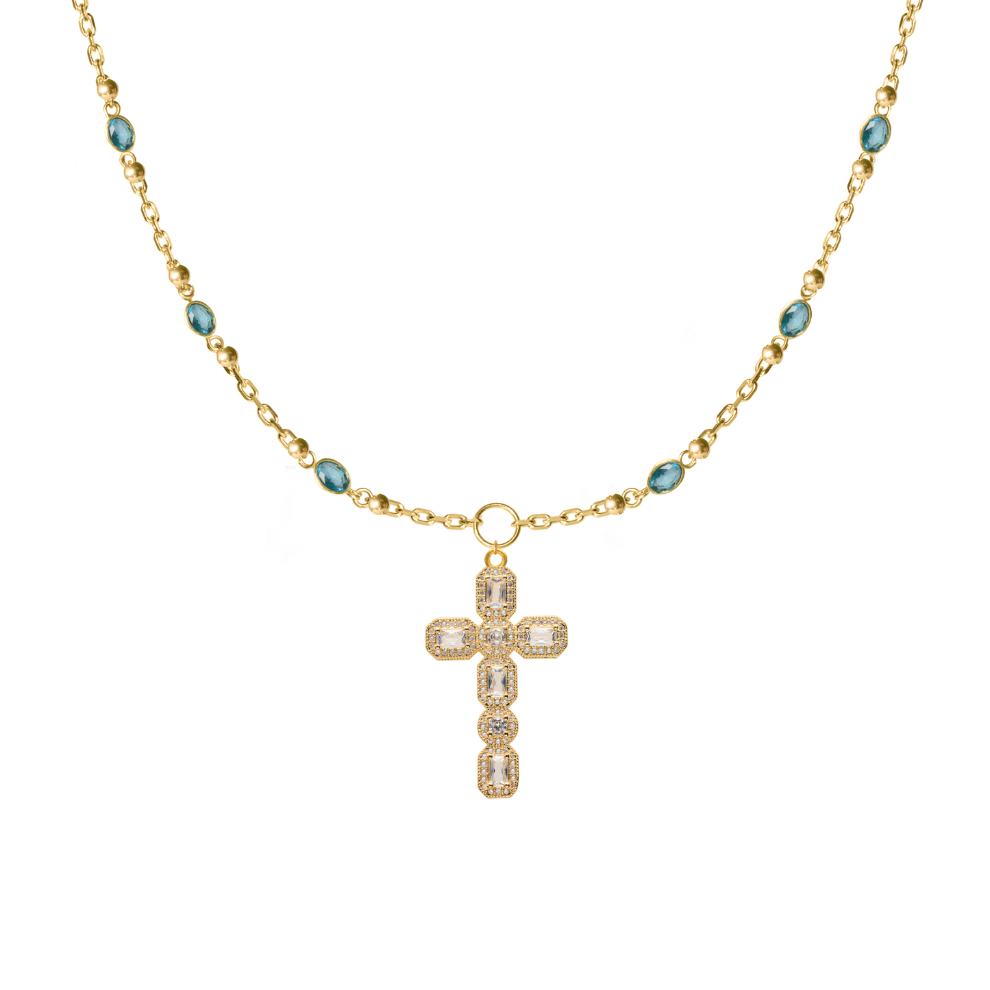 Gia Initial Gold Cross Necklace