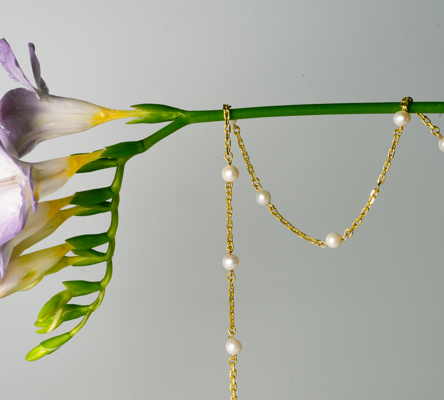 Gold Freshwater Pearl Necklace - with charm ring