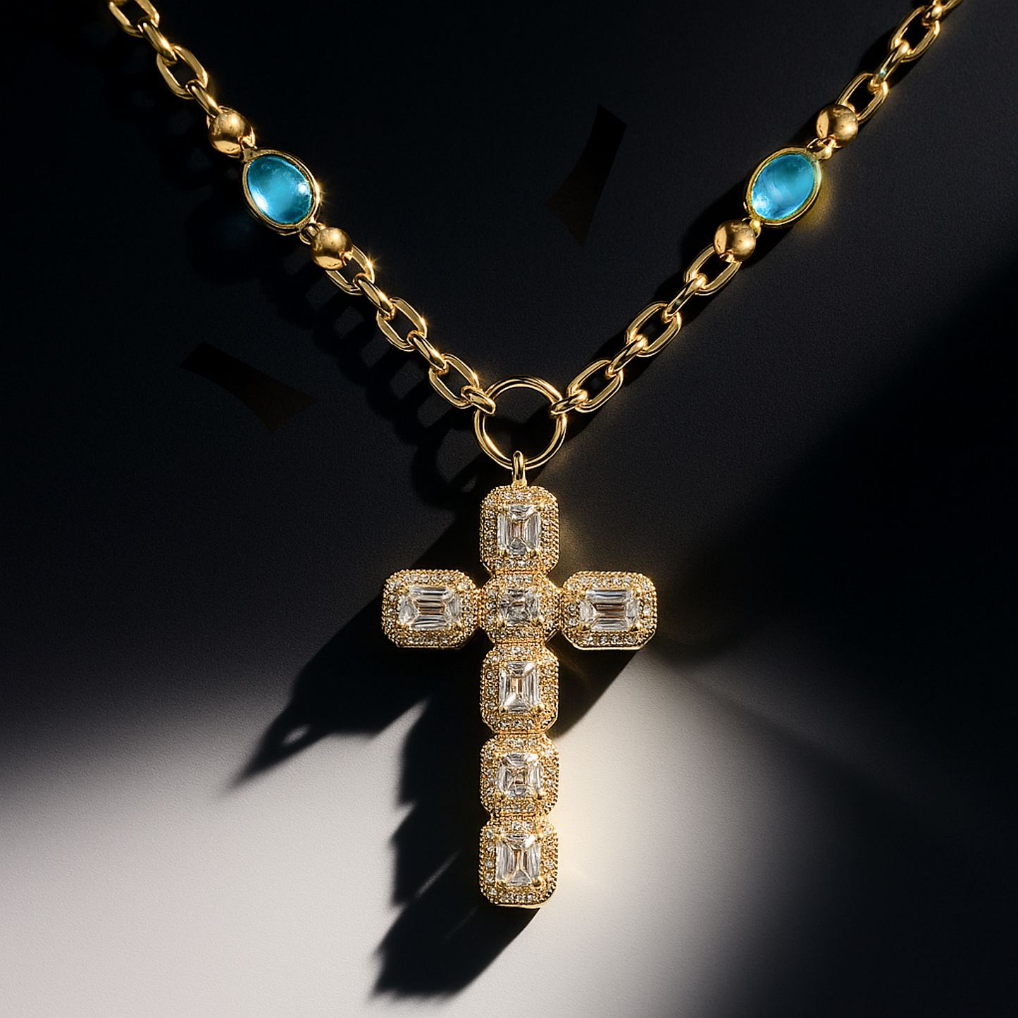 Gia Initial Gold Cross Necklace
