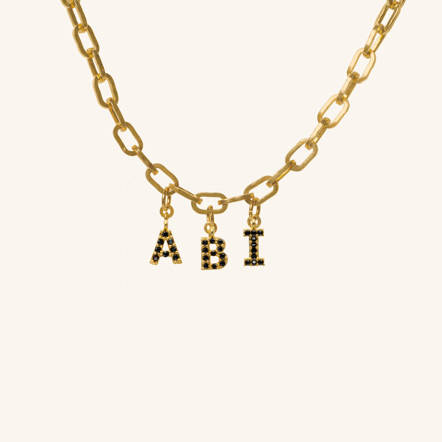 Cable Chain Diamond Initial Gold Name Necklace