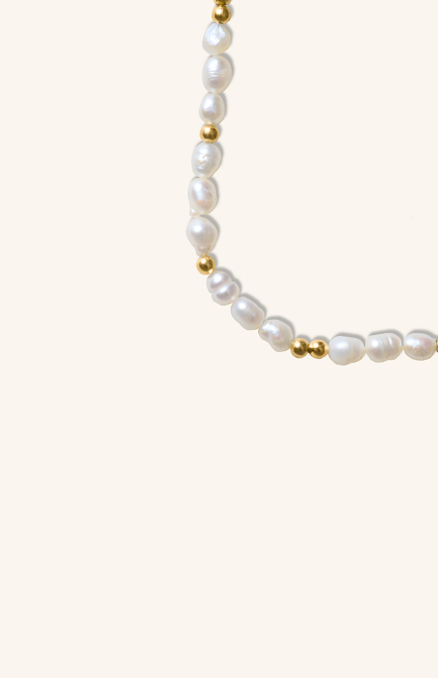 Handmade Beaded Baroque Pearl and Gold Necklace