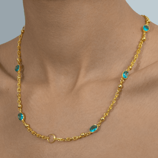 Turquoise Gemstone Gold Necklace