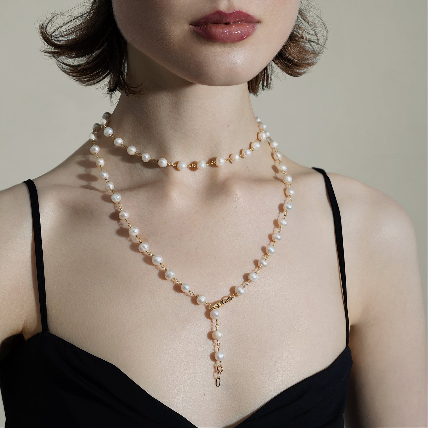 3-in-1 Gold Pearl Necklace