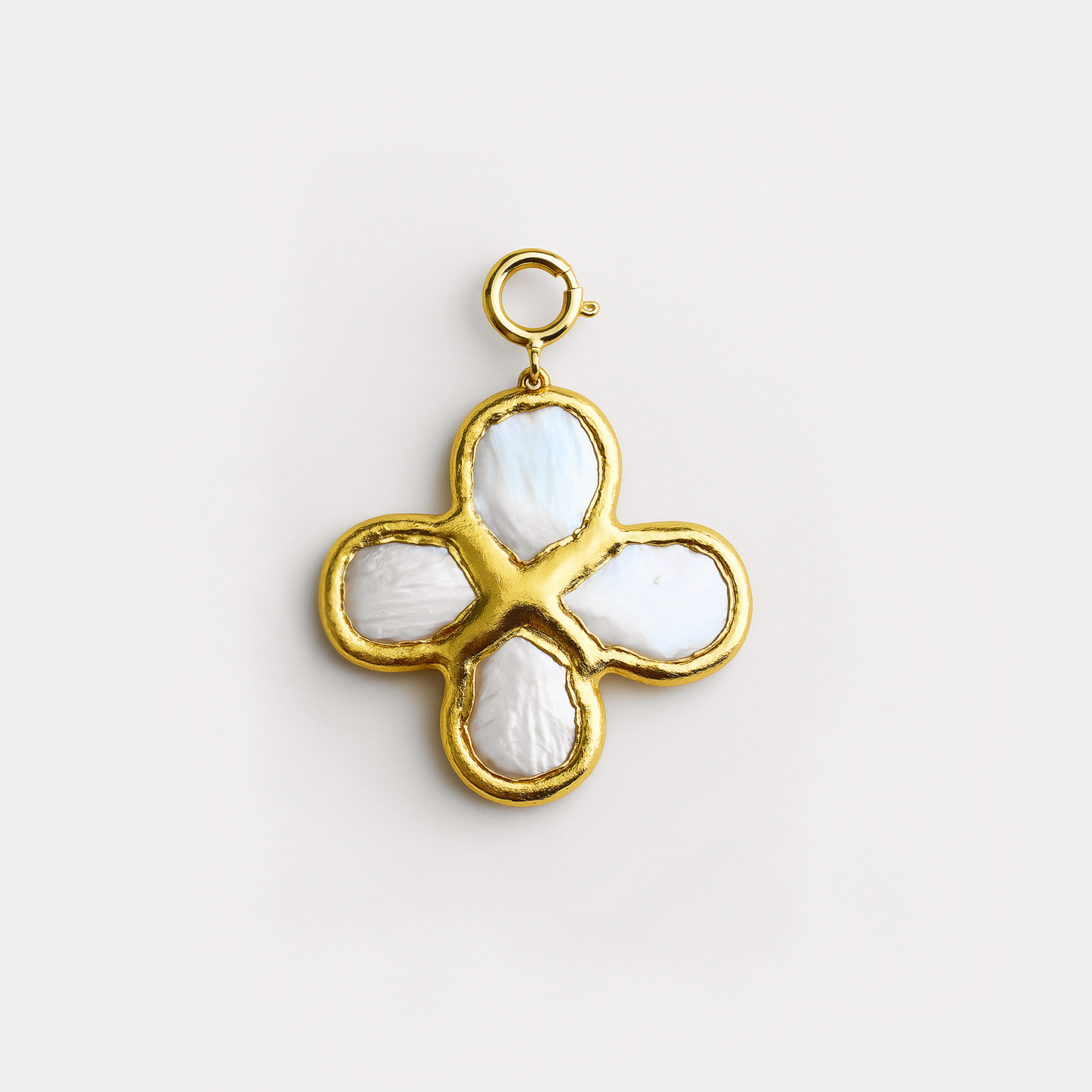 Molten Gold Pearl Clover Pendant