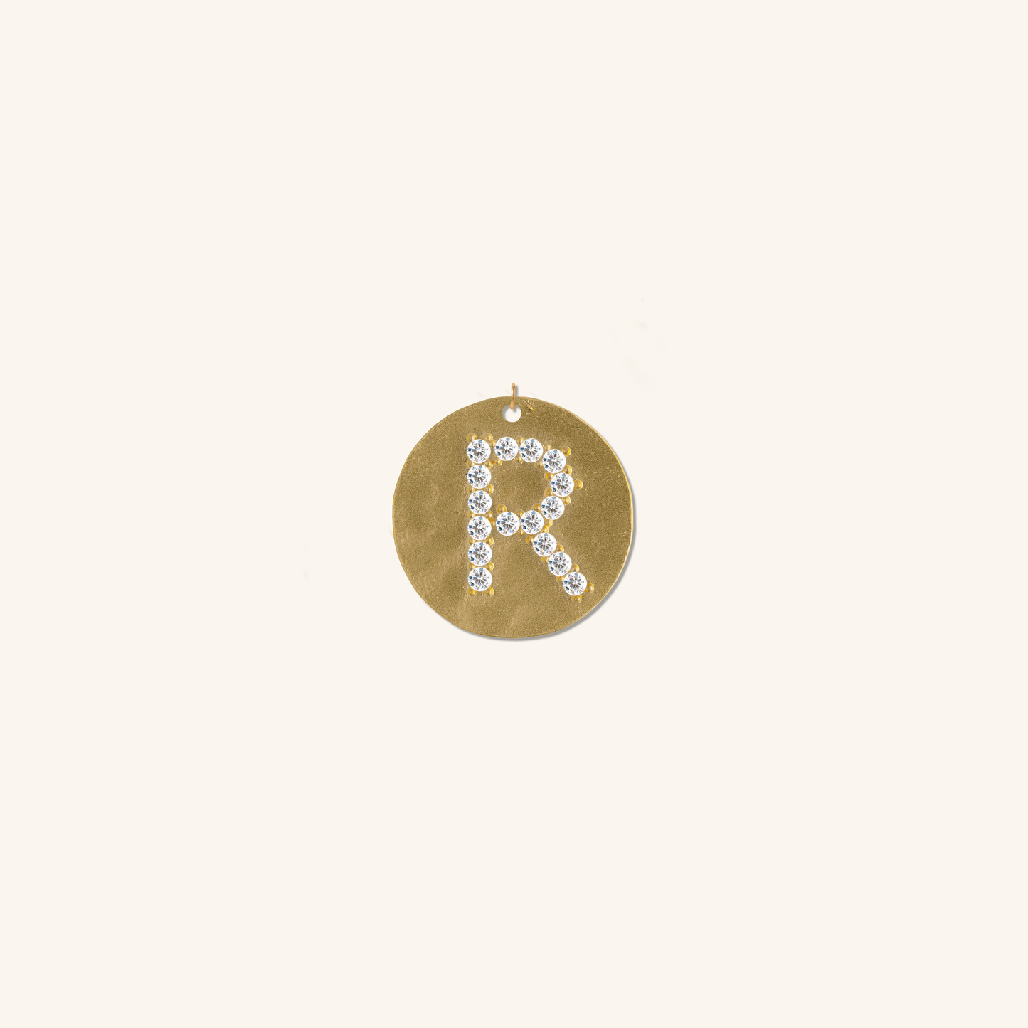 Gold Coin Initial Pendant - R