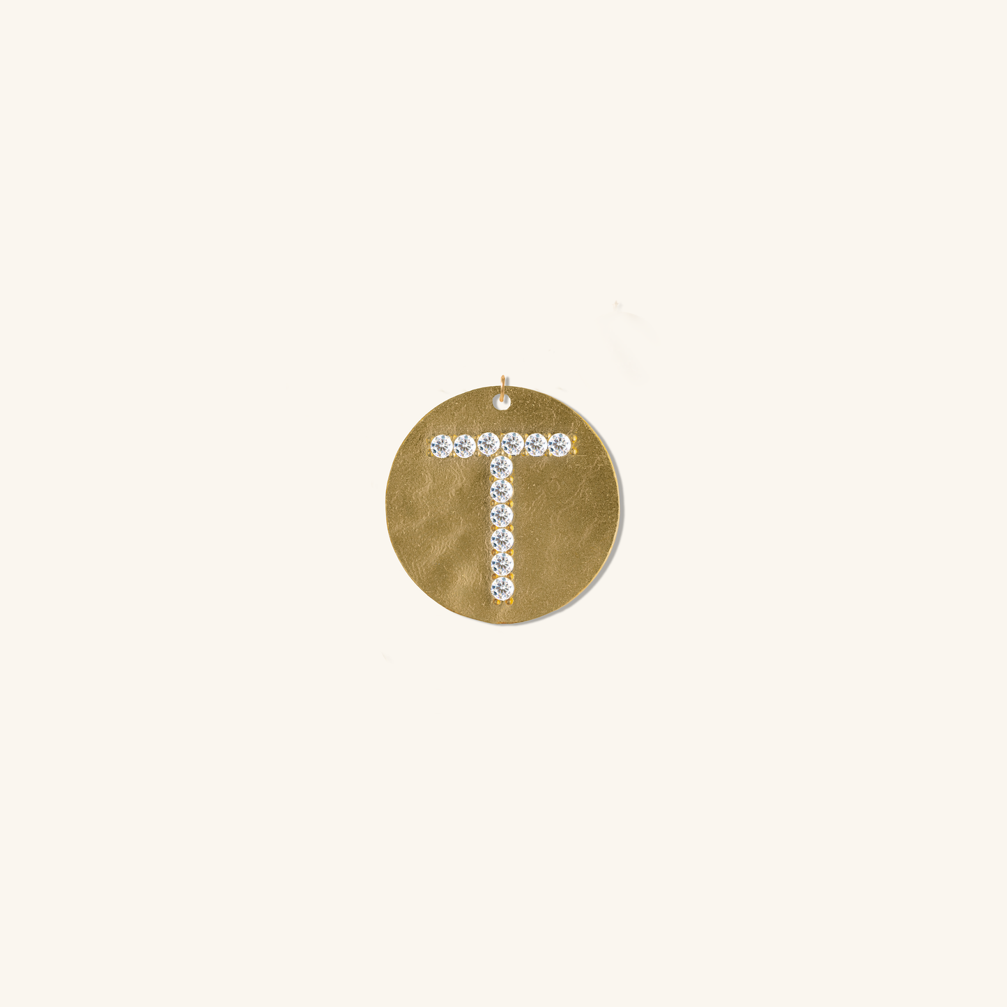 Gold Coin Initial Pendant - T