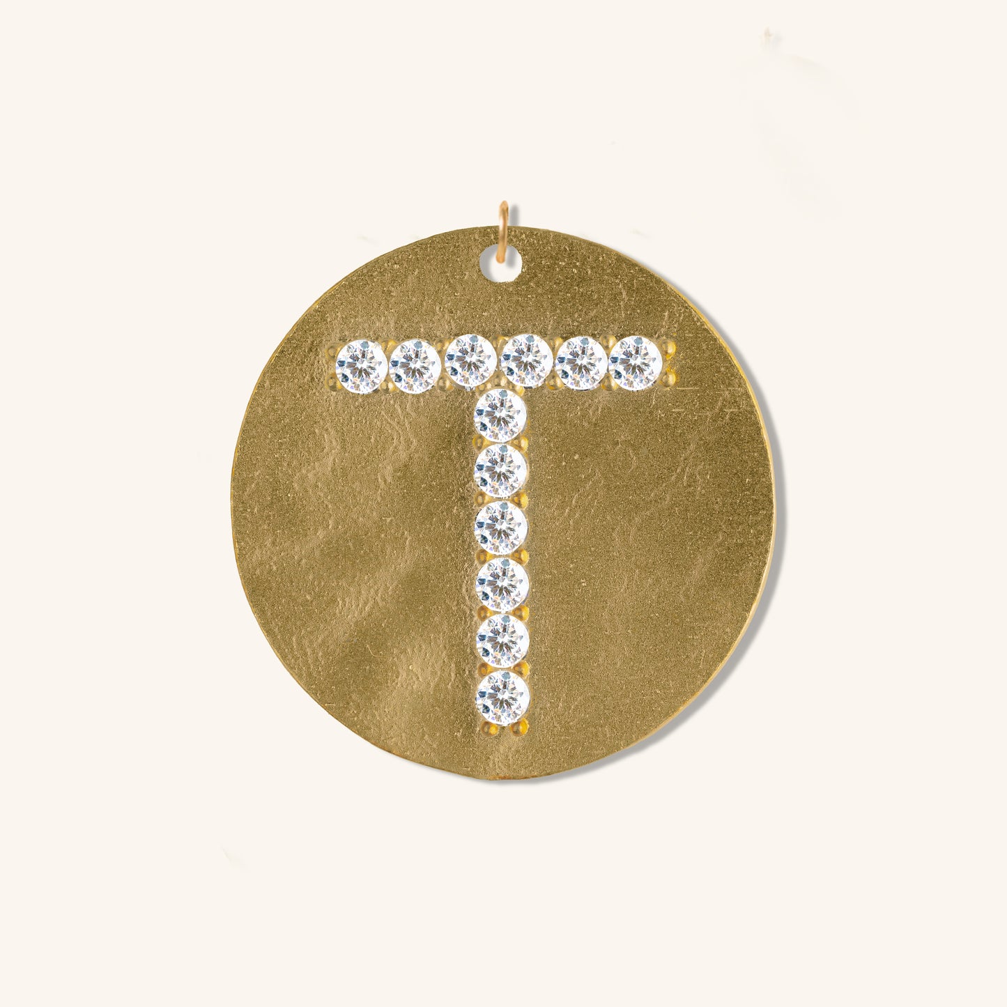 Gold Coin Initial Pendant - T