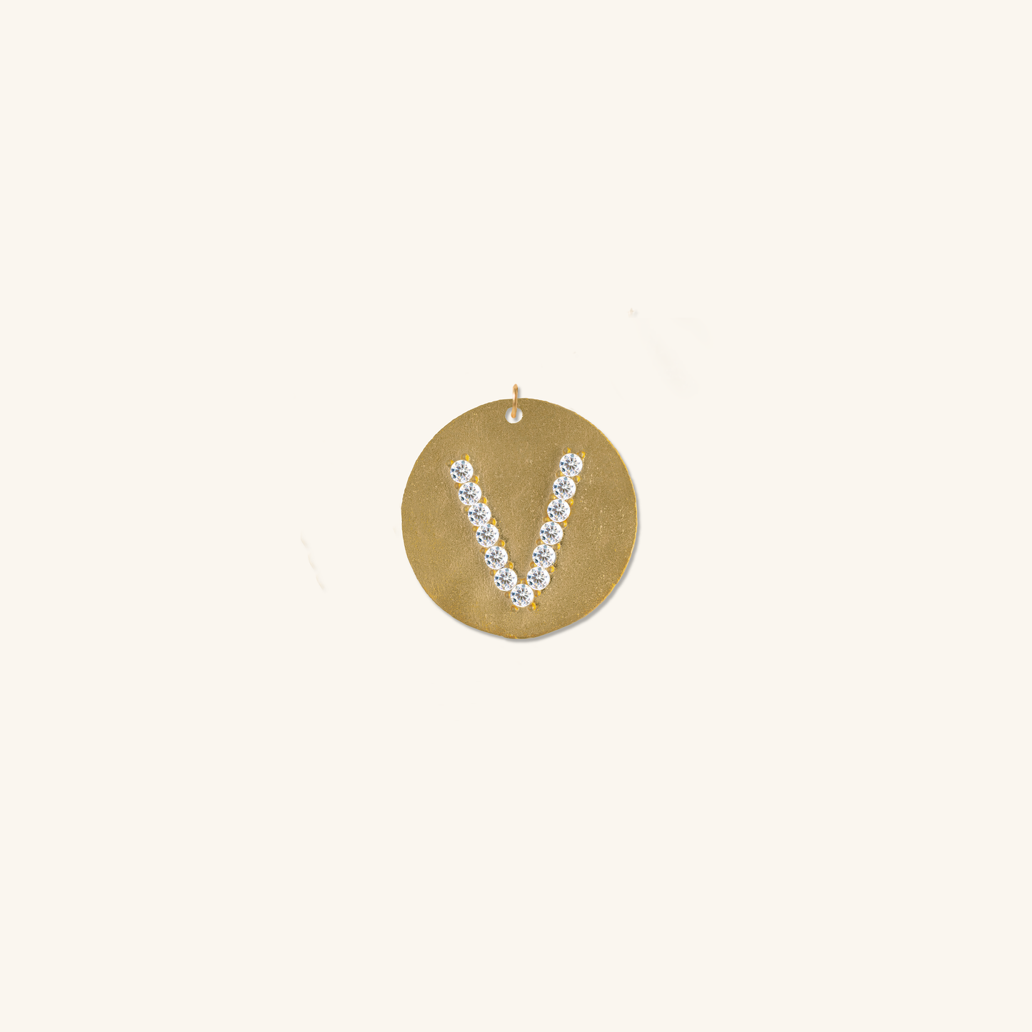 Gold Coin Initial Pendant - V