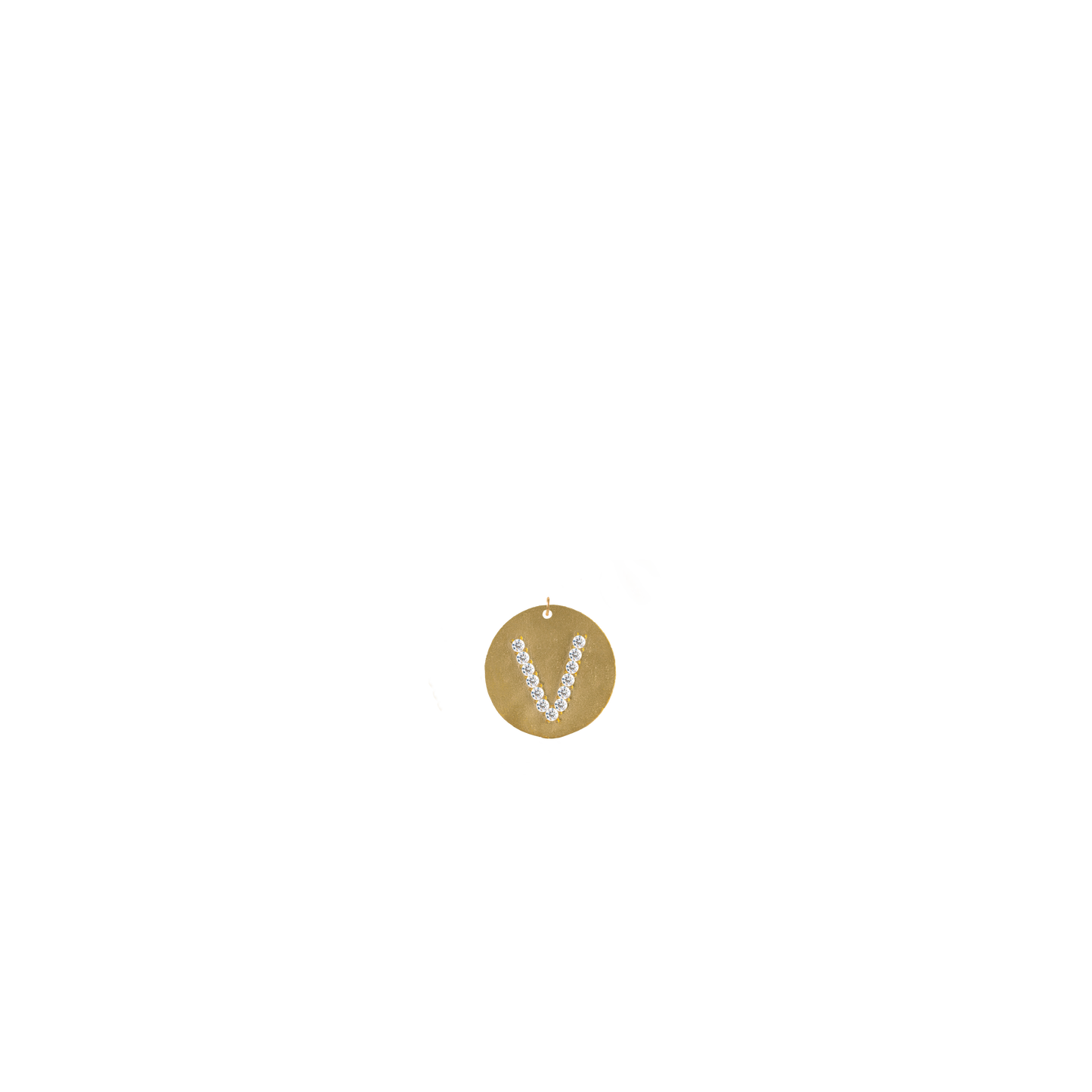 Gold Coin Initial Pendant - V