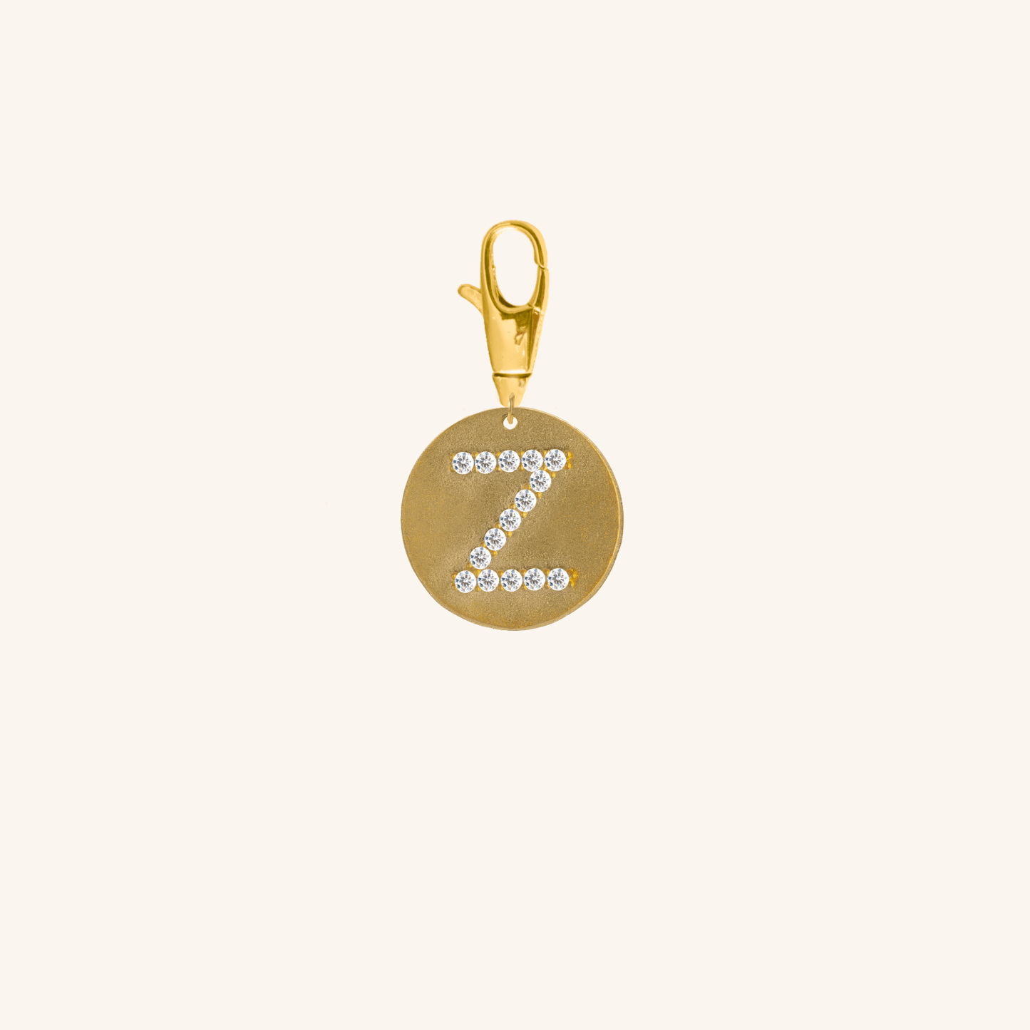 Gold Diamond Initial Medallion Coin Pendant