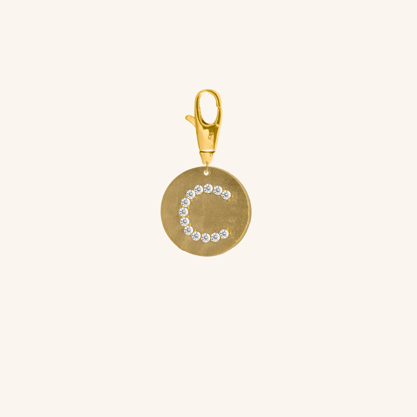 Gold Diamond Initial Medallion Coin Pendant