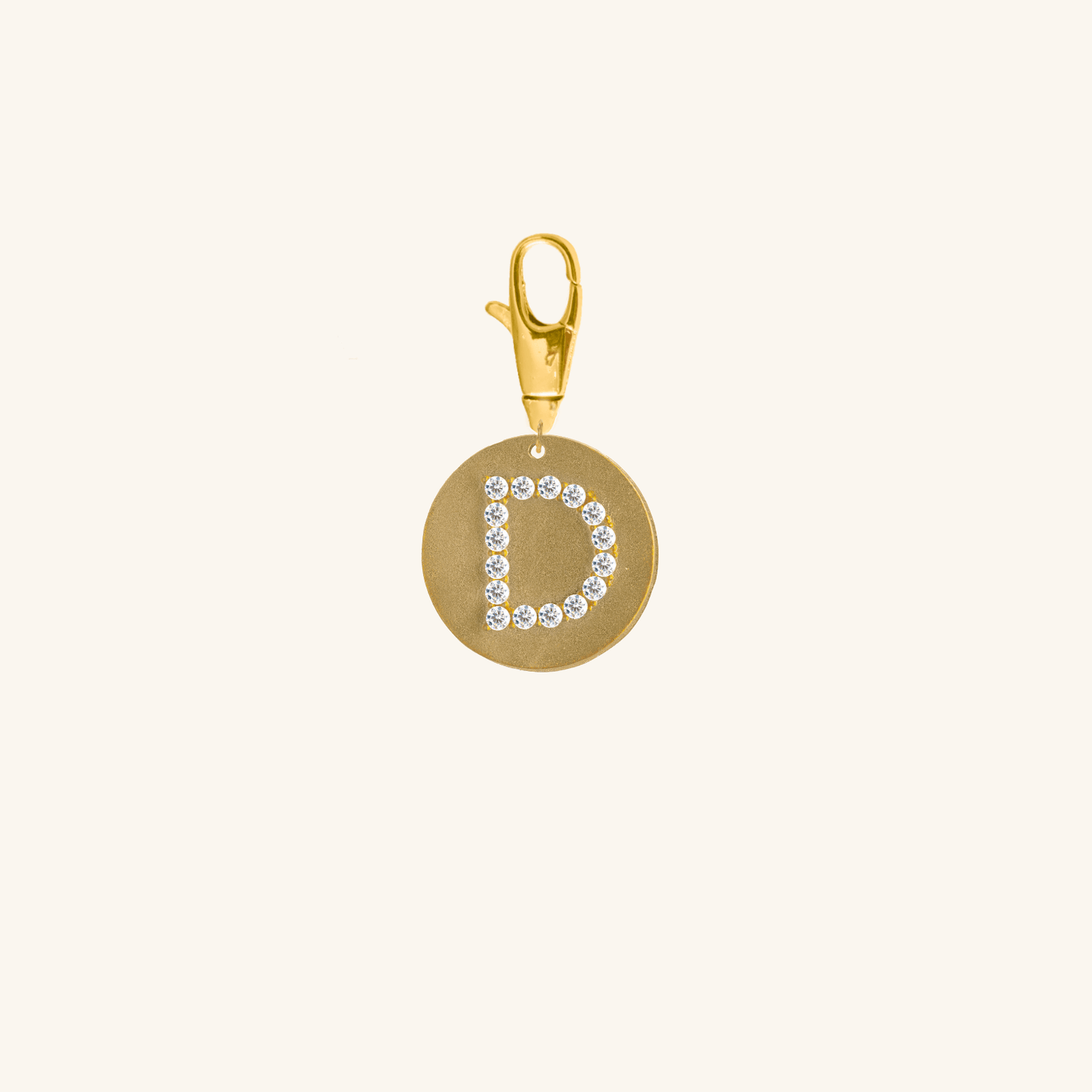 Gold Diamond Initial Medallion Coin Pendant