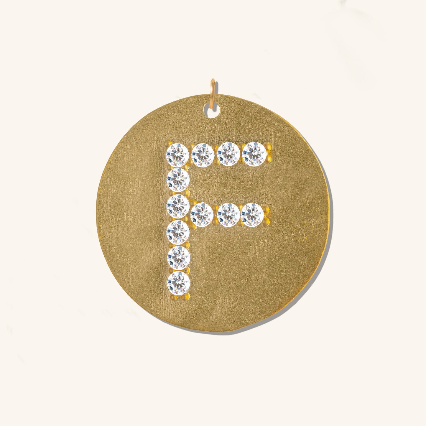 Gold Coin Initial Pendant - F