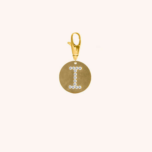 Gold Coin Initial Pendant - I