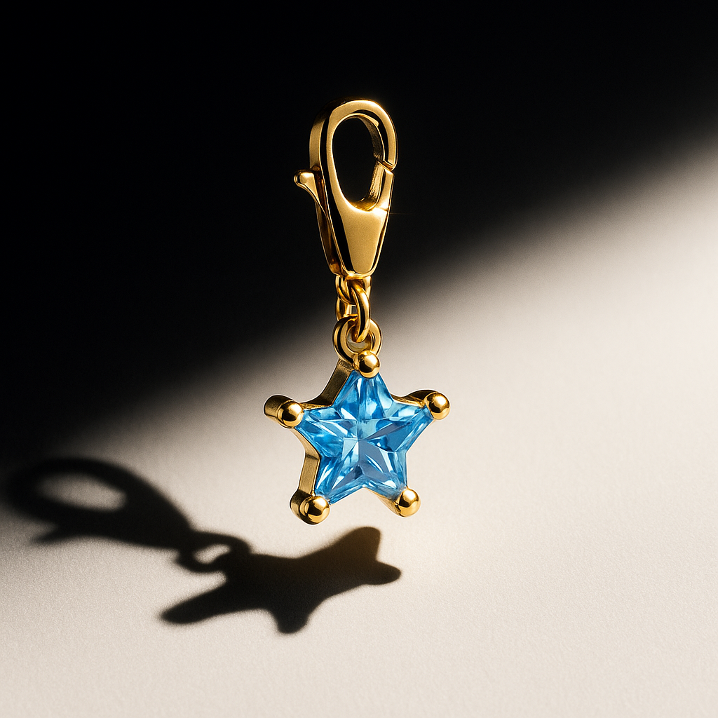 Mini Astrid Star Charm - Light Blue