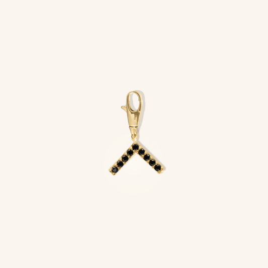 Black V wishbone Charm