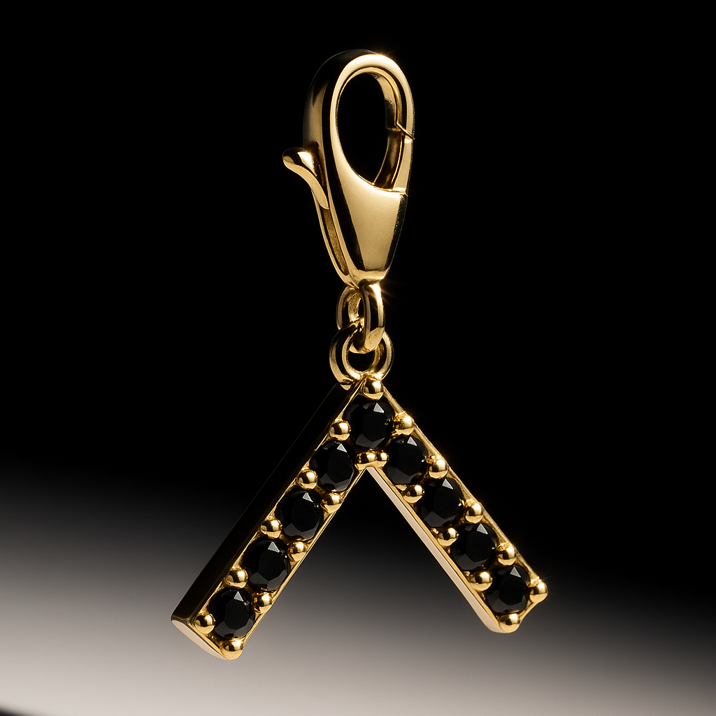Black V wishbone Charm