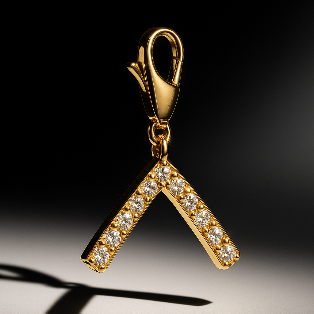 White V wishbone Charm