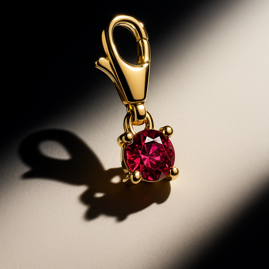 Burgundy micro gemstone charm