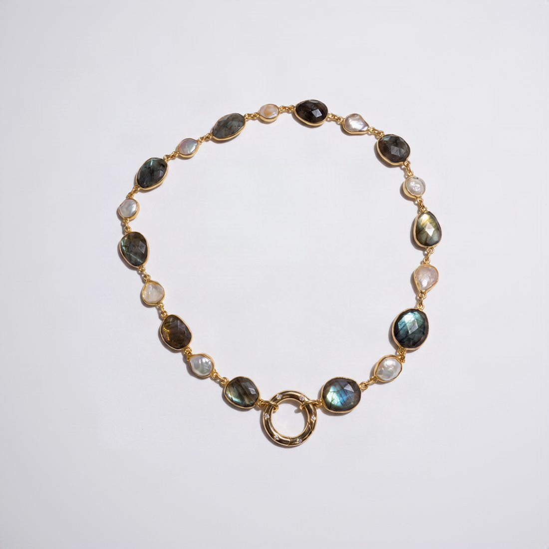 Labradorite Pearl Choker Necklace