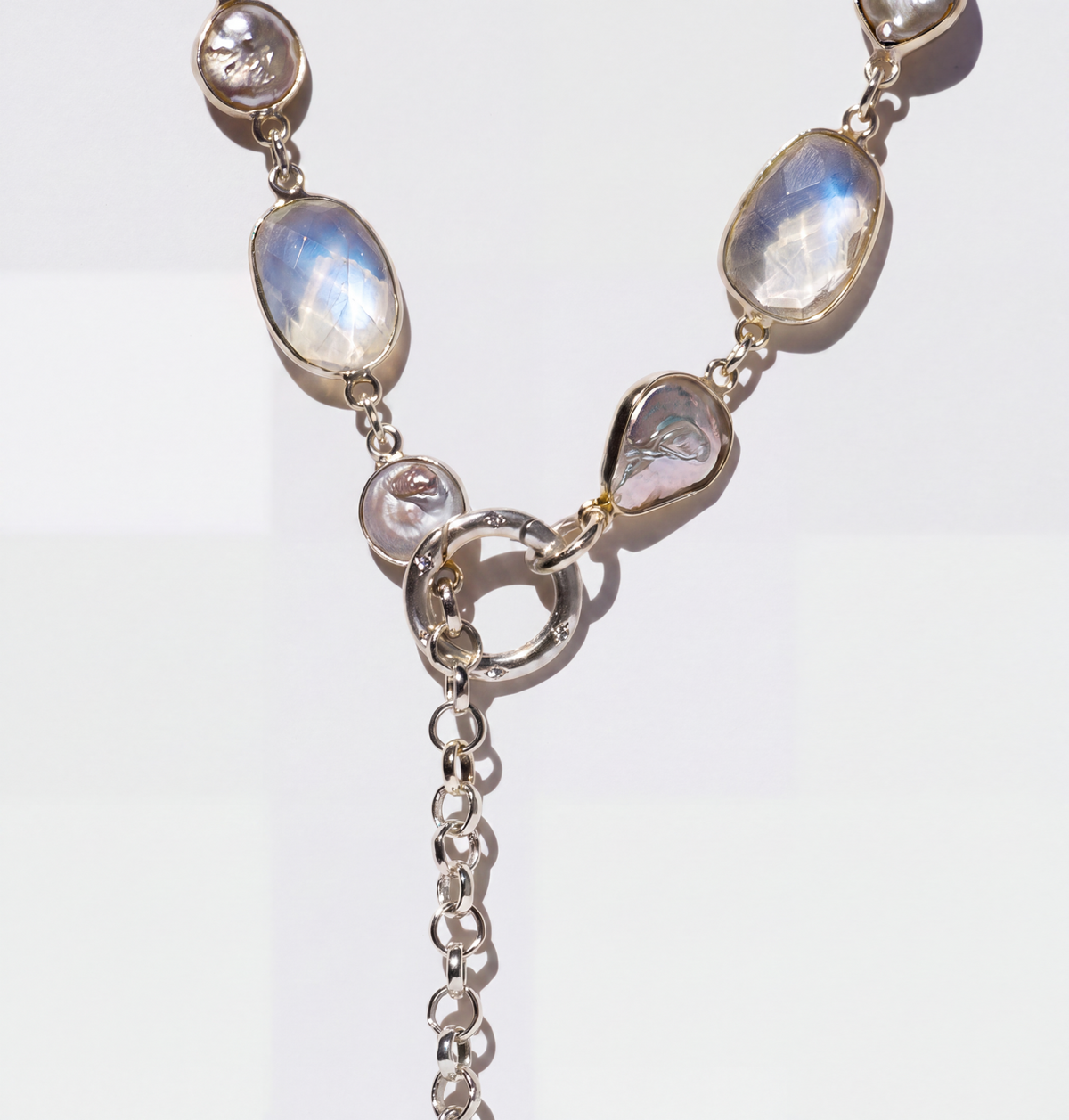 Silver pearl cross layering set