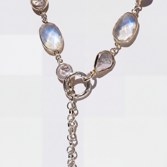 Silver pearl cross layering set