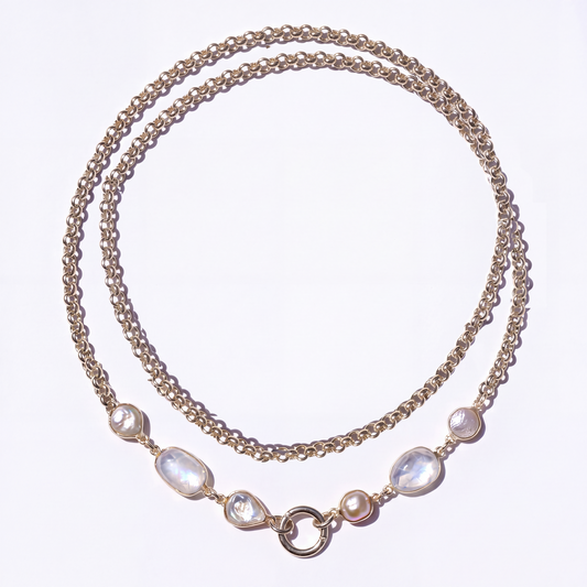 Silver pearl cross layering set