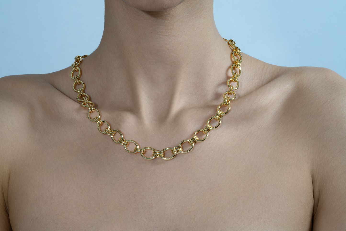 Aqua Gemstone Chain,  Axel chunky gold chain  and Jade Pearl Lariat Necklace Layering set