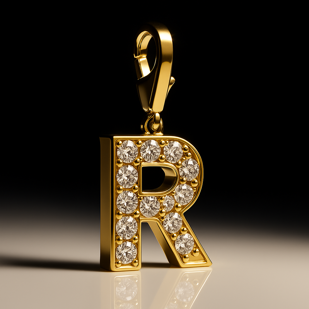 Diamond Gold Initial Charm