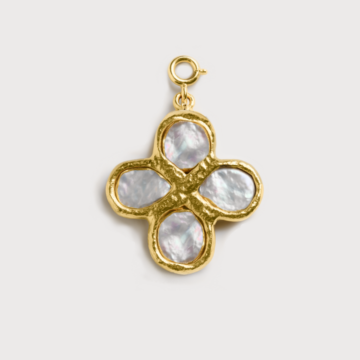 Molten Gold Pearl Clover Pendant