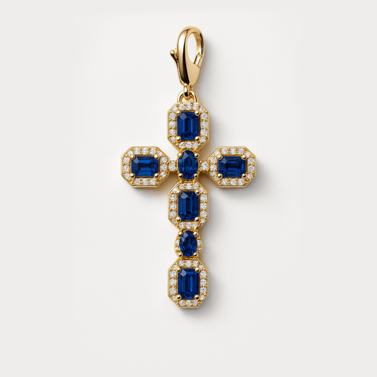 Micro Páve navy cross pendant