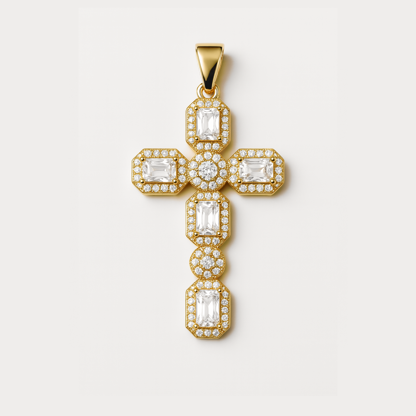 Micro Páve white stone cross pendant