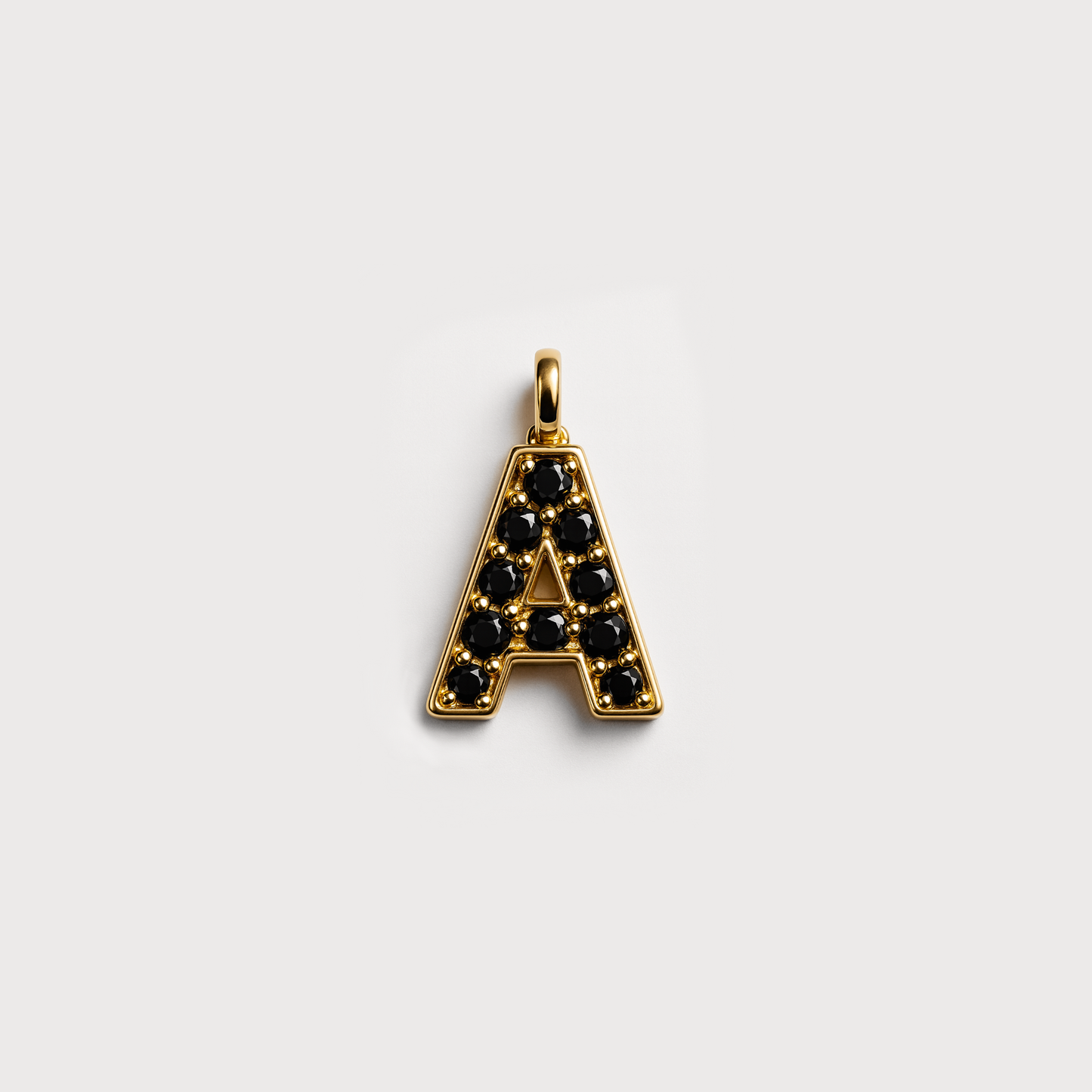 Gold Black Initial Pendant