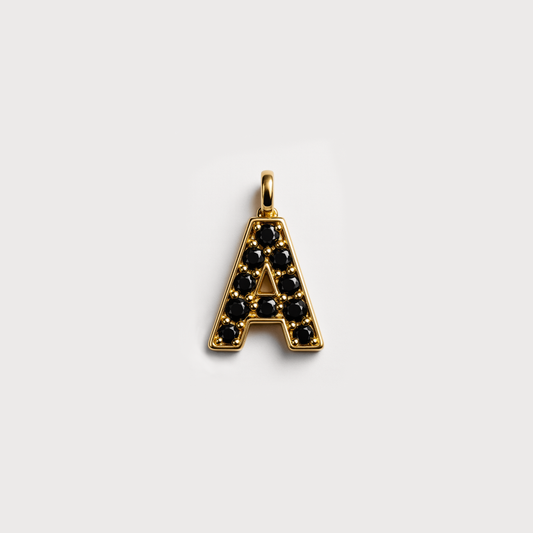 Gold Black Initial Pendant