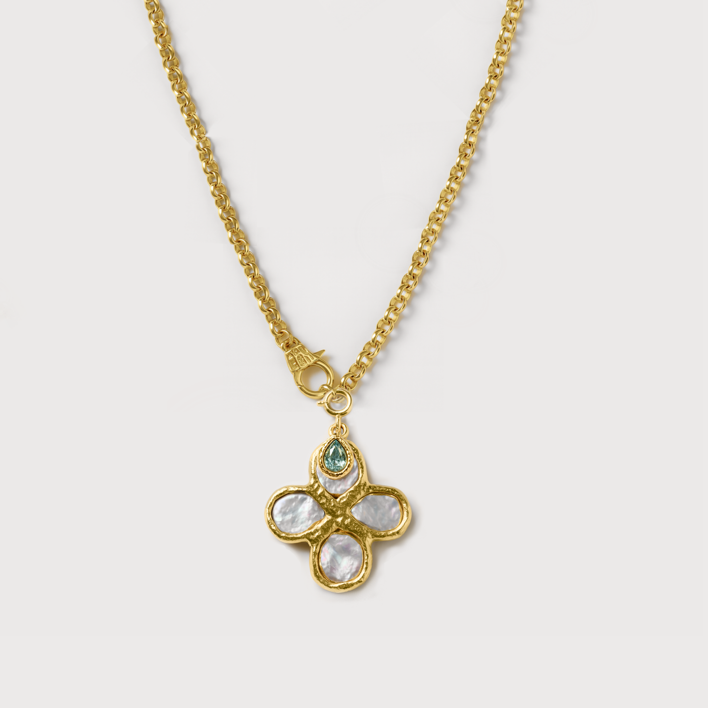 3-in-1 Molten Gold Birthstone Clover Necklace