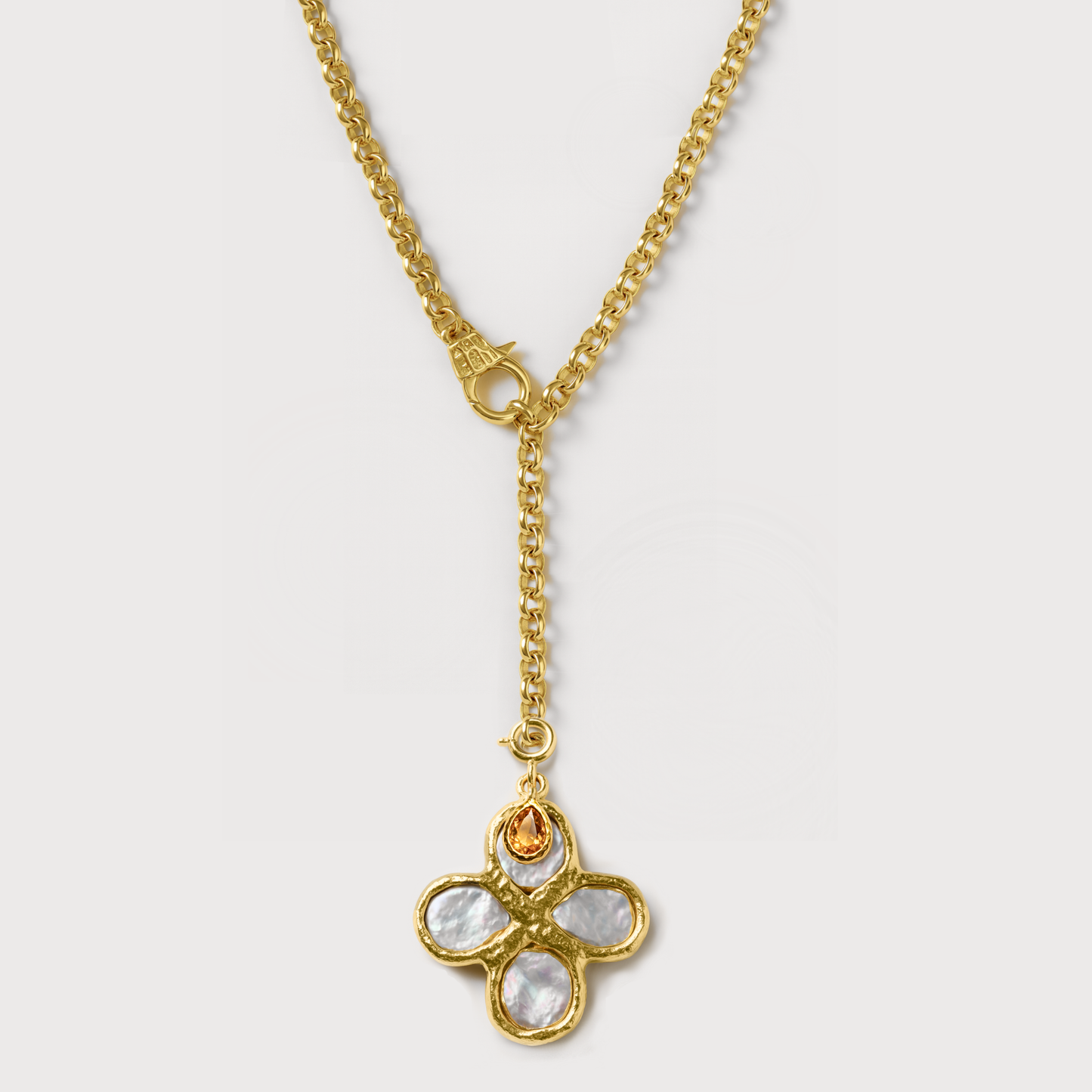 3-in-1 Molten Gold Birthstone Clover Necklace