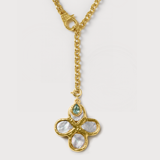 3-in-1 Molten Gold Birthstone Clover Necklace