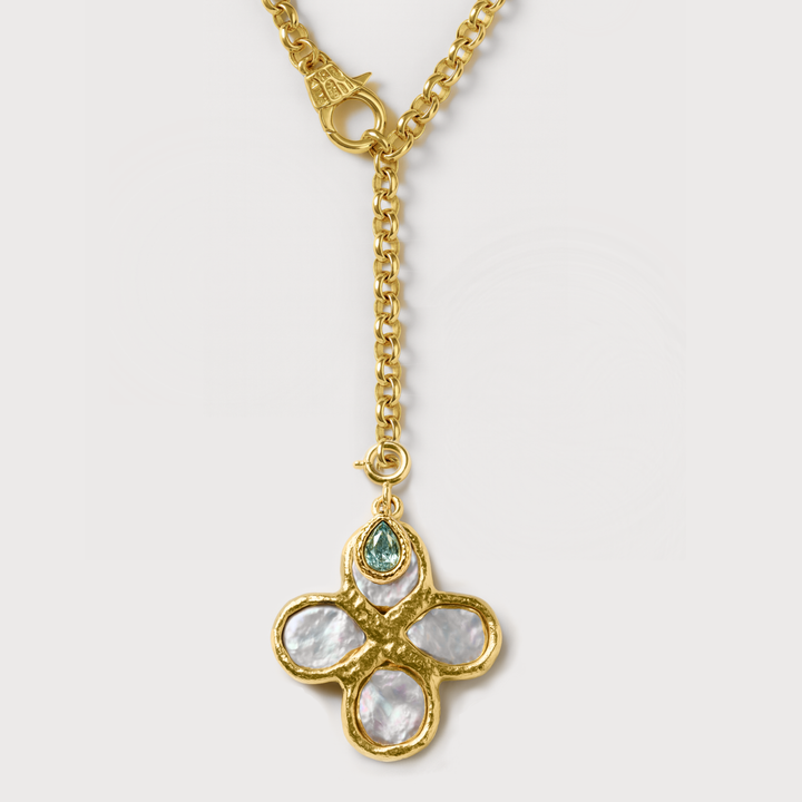 3-in-1 Molten Gold Birthstone Clover Necklace