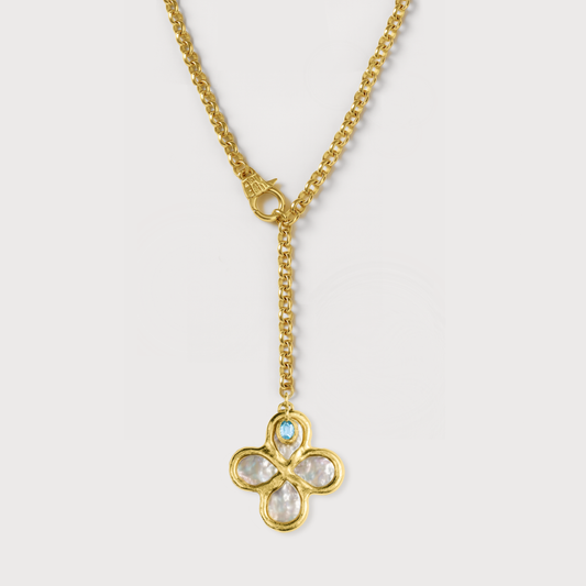 3-in-1 Molten Gold Birthstone Clover Necklace