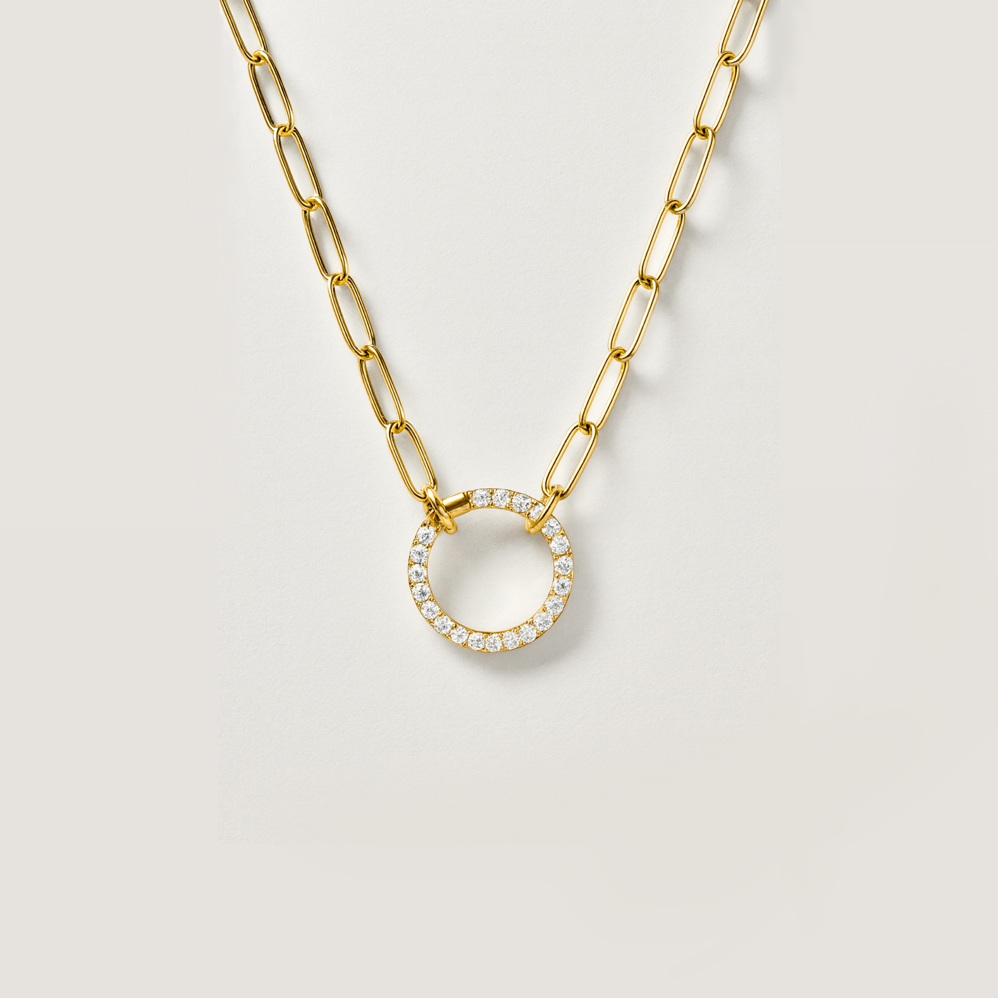 Gold Vermeil Paperclip Chain Charm Necklace