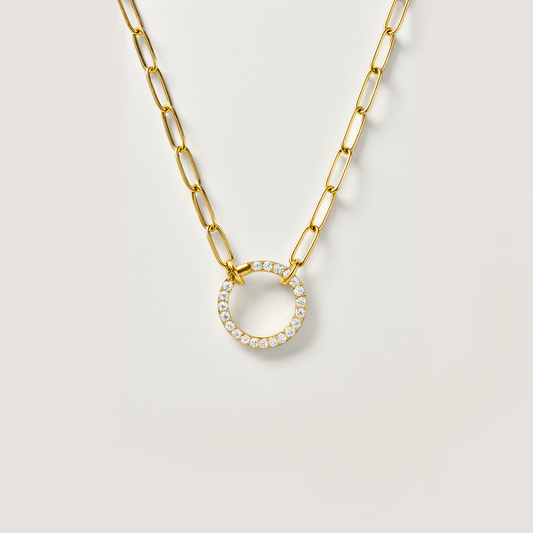 Gold Vermeil Paperclip Chain Charm Necklace