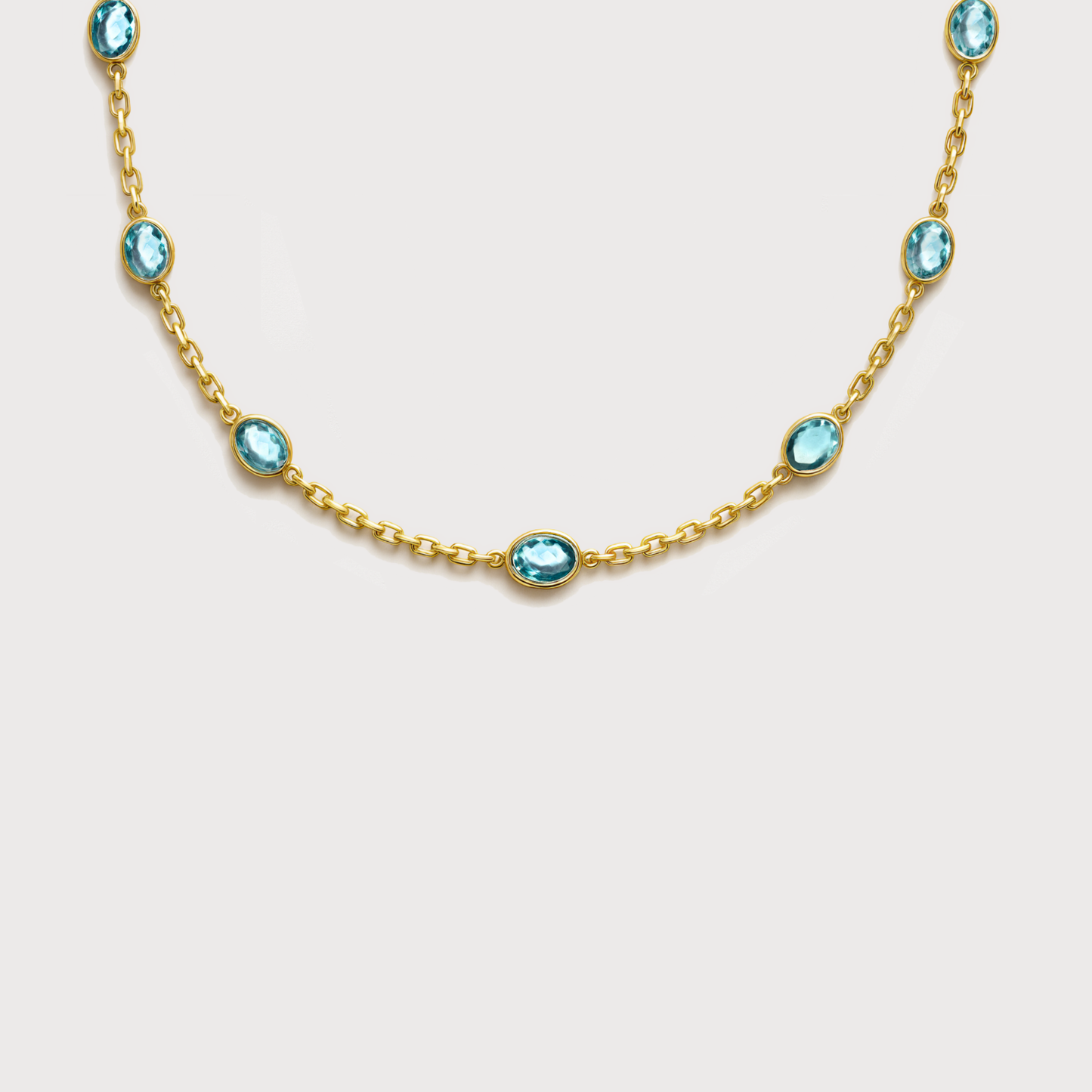 Multi gemstone gold necklace - Blue Topaz