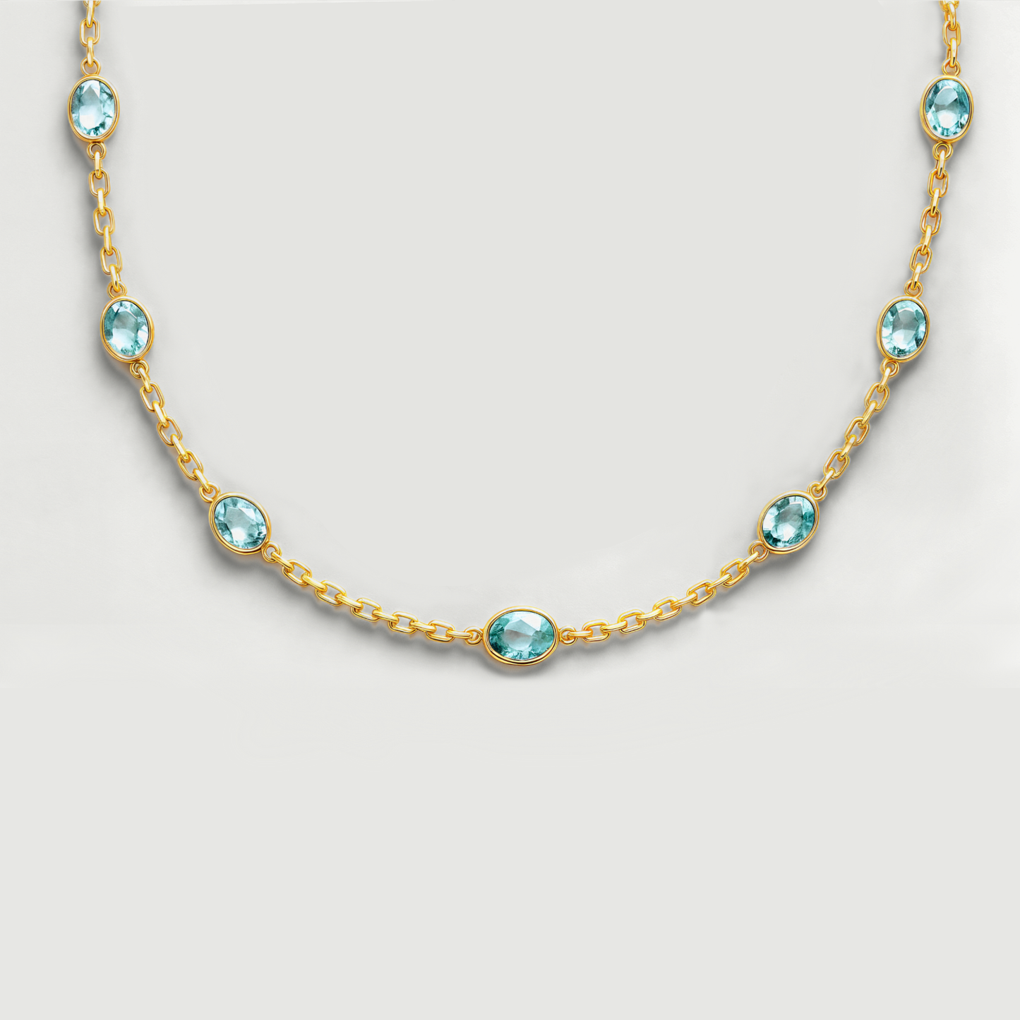 Multi gemstone gold necklace - Blue Topaz