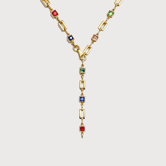 3-in-1 multicolor gemstone gold necklace