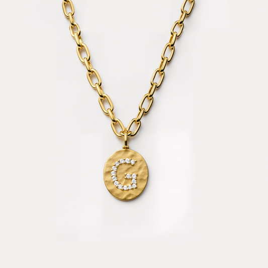 Gold Initial Coin Necklace